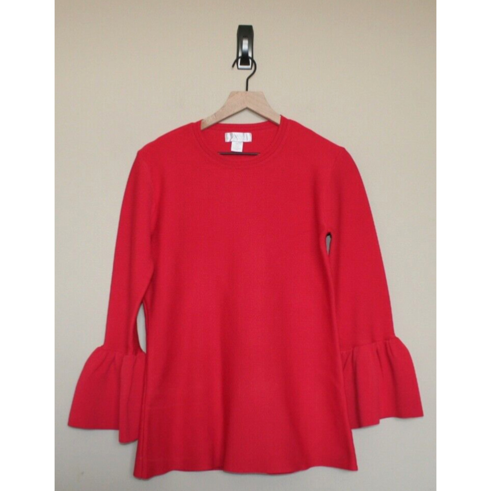 Rachel Parcell Sweater Tunic Scuba Knit Bell Sleeve Red Womens Size XL